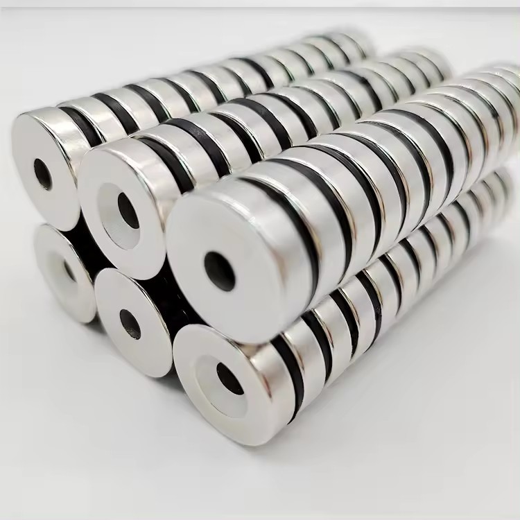 Black epoxy coated disc neodymium magnets countersunk magnet with M3 M4 M5 M6 M8 screw hole