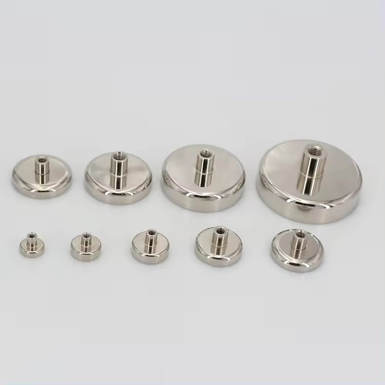 External thread Nickel coated Neodymium magnet led module magnetic mount