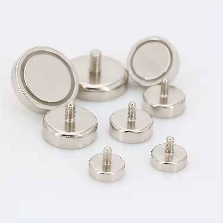 External thread Nickel coated Neodymium magnet led module magnetic mount