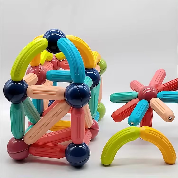 OEM Kids Educational Toys 3d Building Blocks Magnet Stick Balls Set Stem Magnetic Tiles Toys For Children